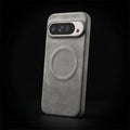 Magnetic lambskin phone case for Google Pixel, anti-fall back cover in black with soft skin feeling finish
