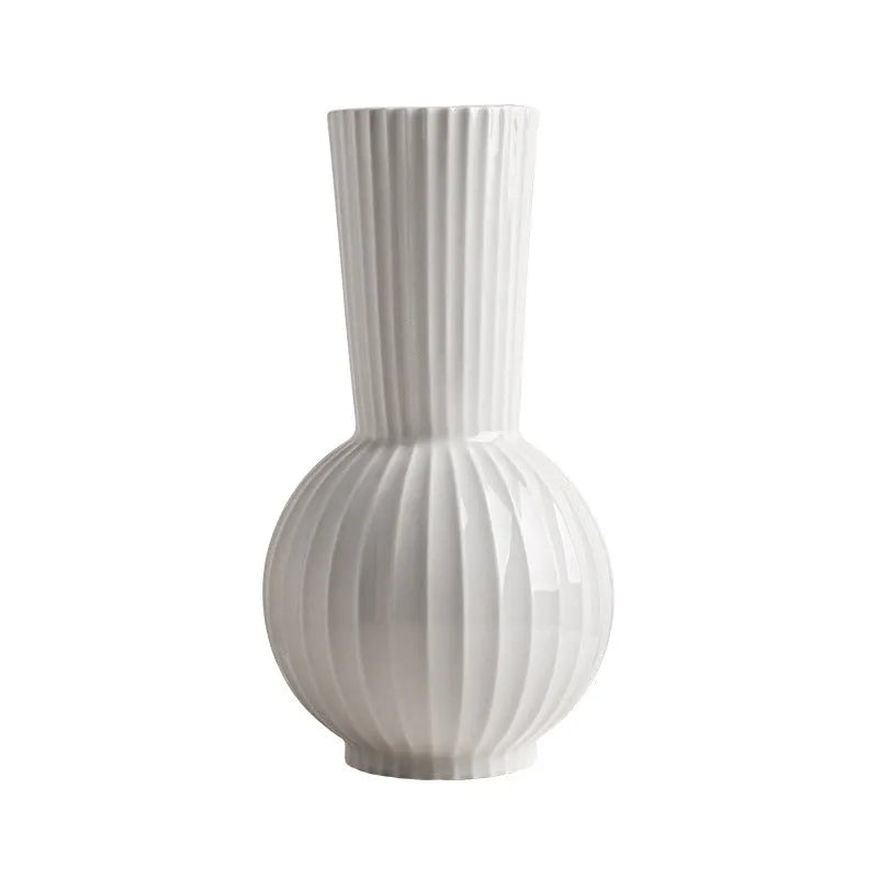 White striped ceramic vase with American country design for table decoration