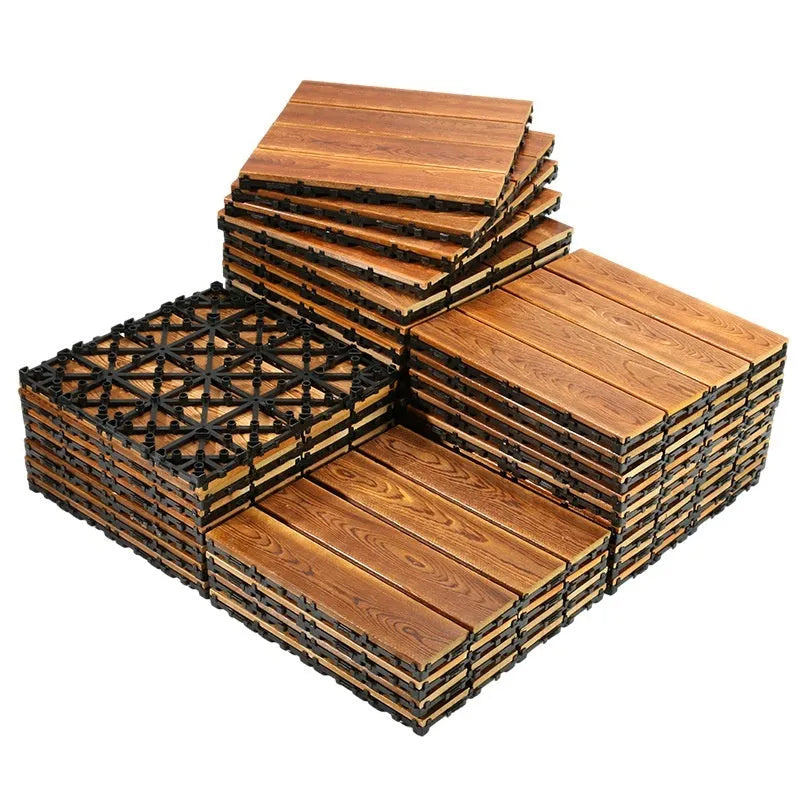 Square camphor pine flooring tile with wood grain, shown in 30x30 cm size.