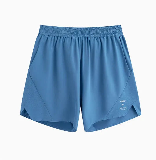 Four-point stretch running shorts in blue with laser punching stitching detail