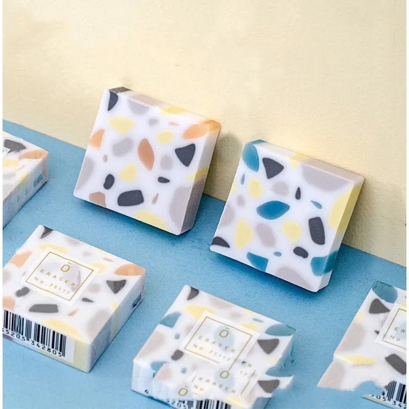 Single brick-shaped rubber eraser for students offering super clean traceless correction