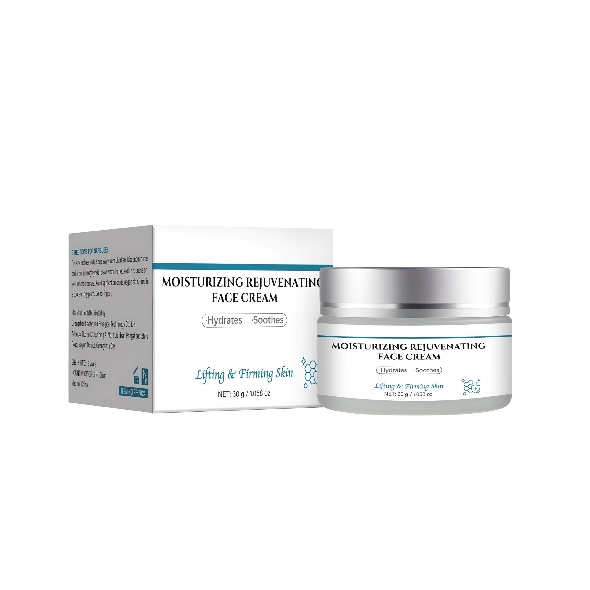 30g tube of anti-aging facial cream on a white background.