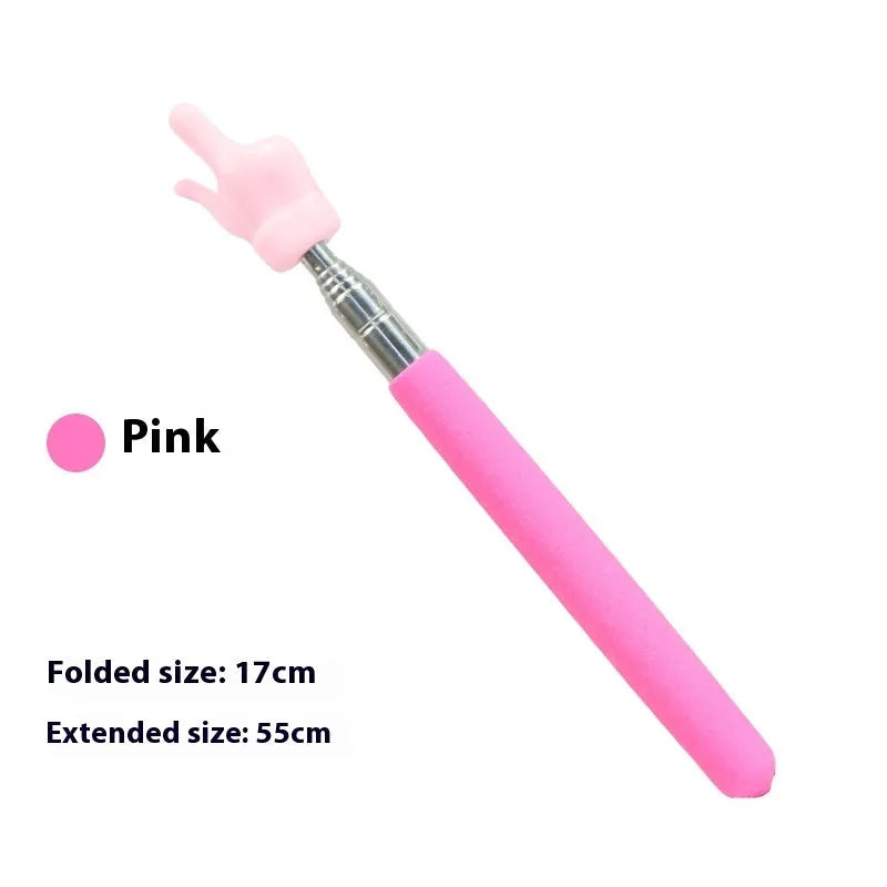 Retractable stainless steel teaching pointer with colourful tip for classroom reading