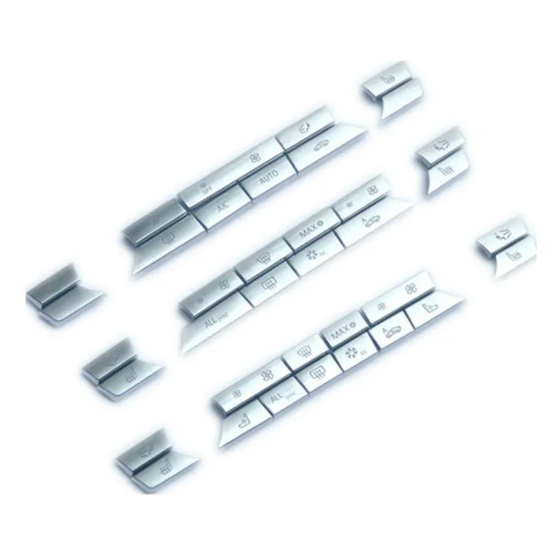 Silver automotive air conditioning control buttons and CD digital button stickers replacement set