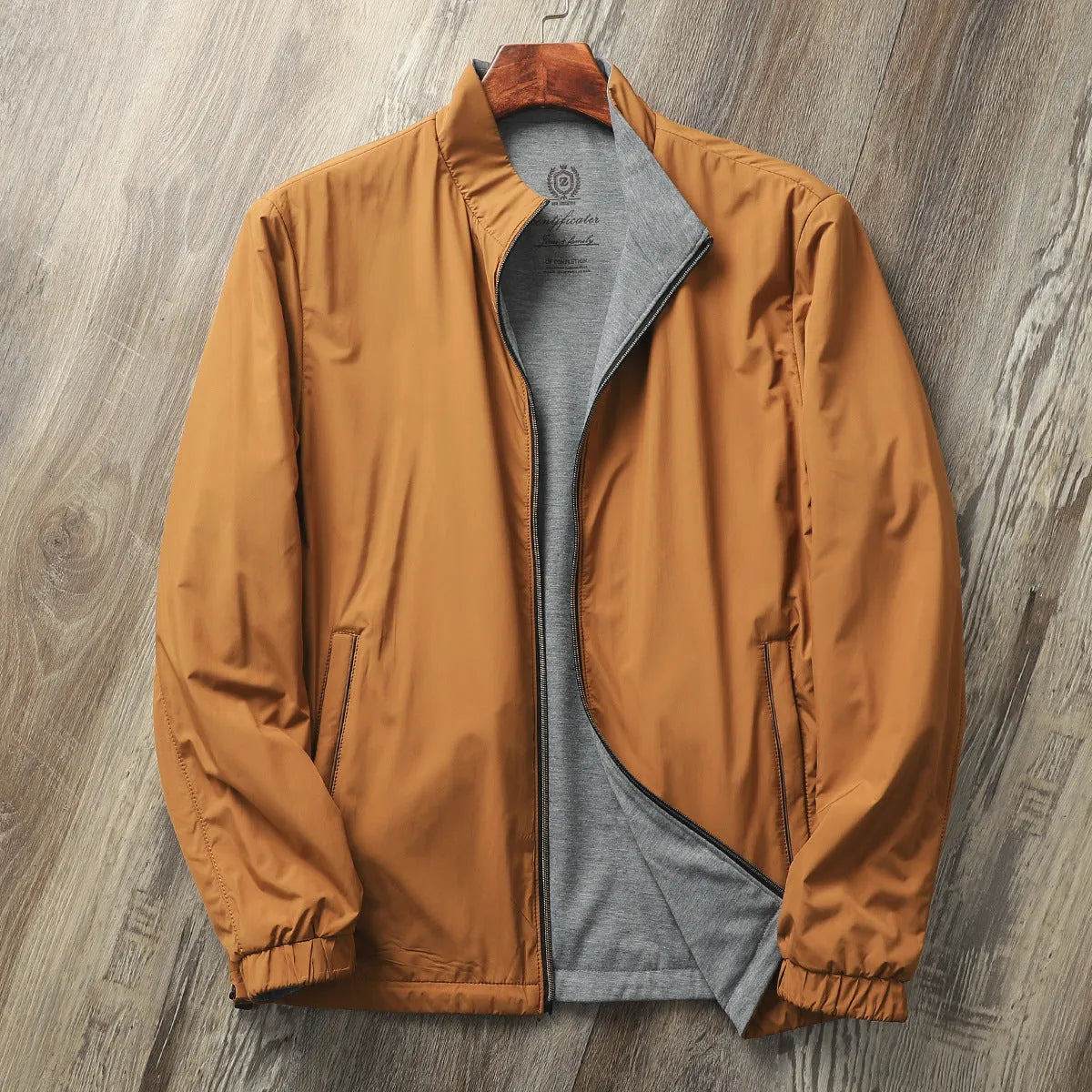 Men's stand collar business casual jacket in polyester-cotton blend available in four colours