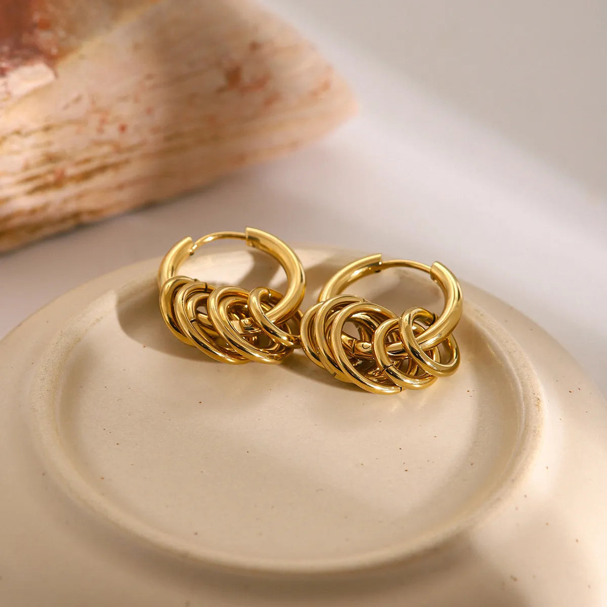 Stainless steel electroplated earrings in contemporary ins style for unisex wear
