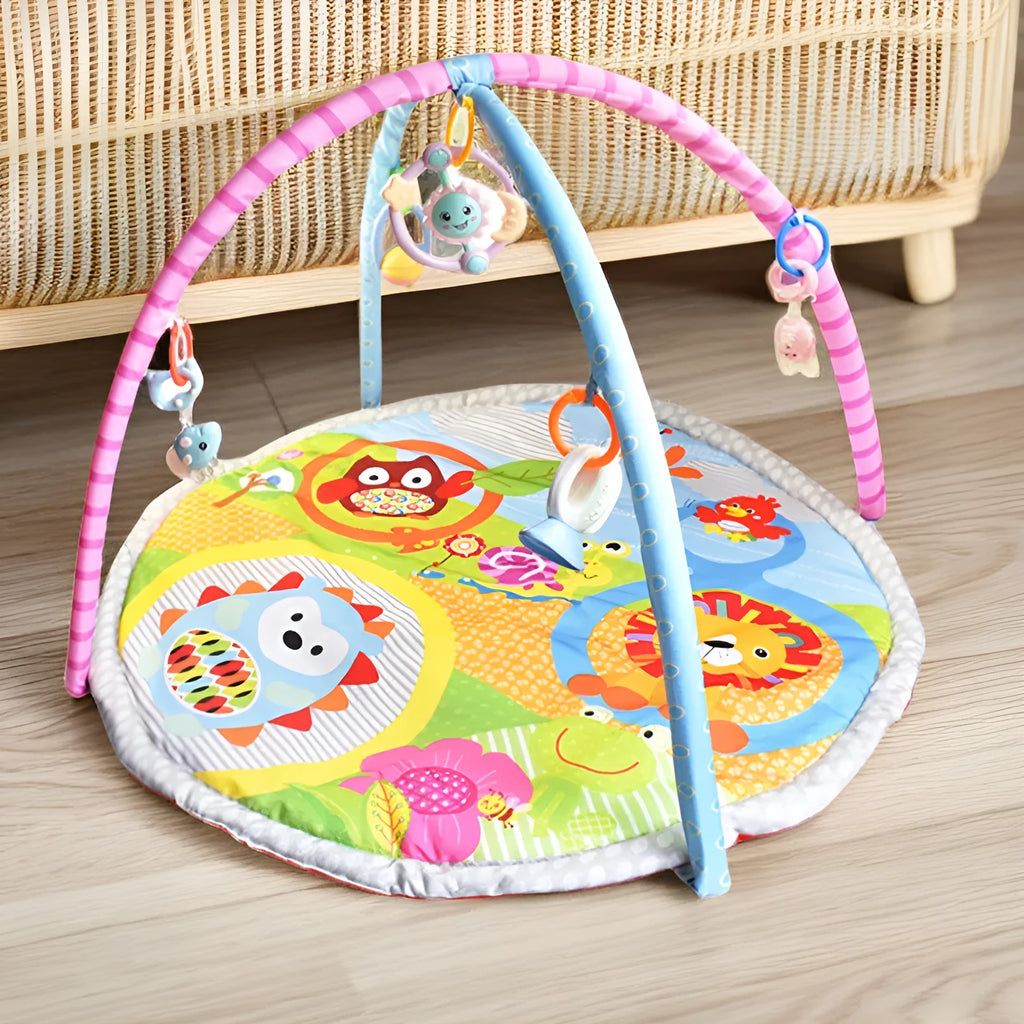 Velvet baby gymnastic play blanket with animal pattern for infant development activities