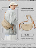 Men's lightweight nylon messenger bag in solid colour with large capacity for commuting