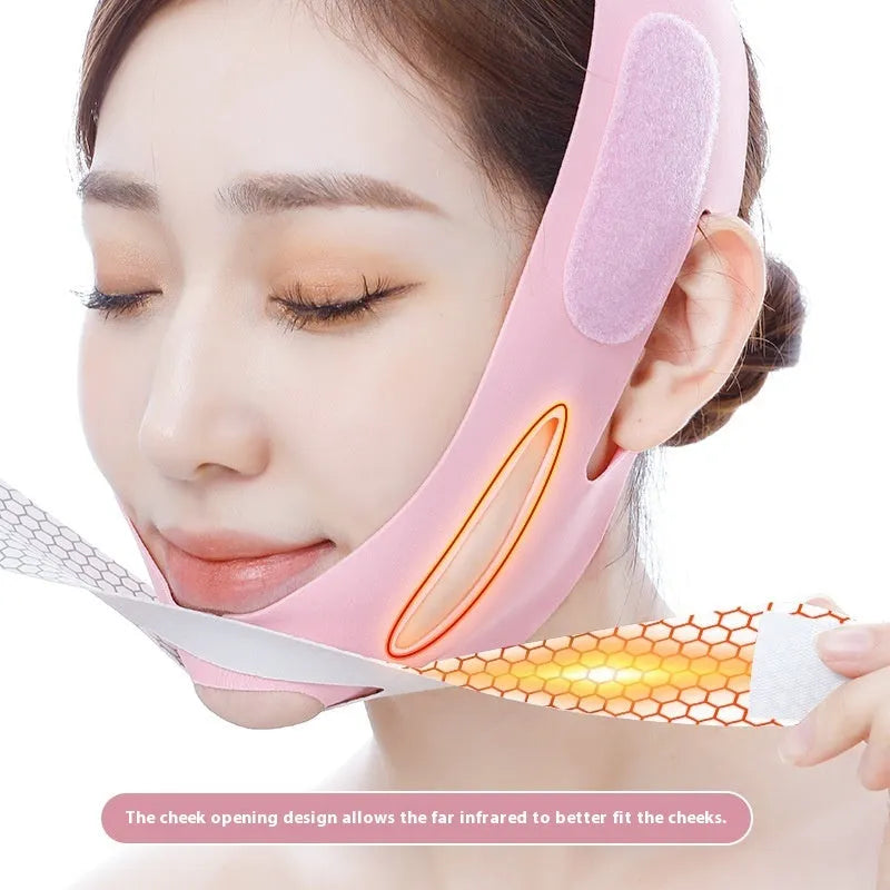 Far infrared elastic V face bandage facial care tool in pink and black colour options