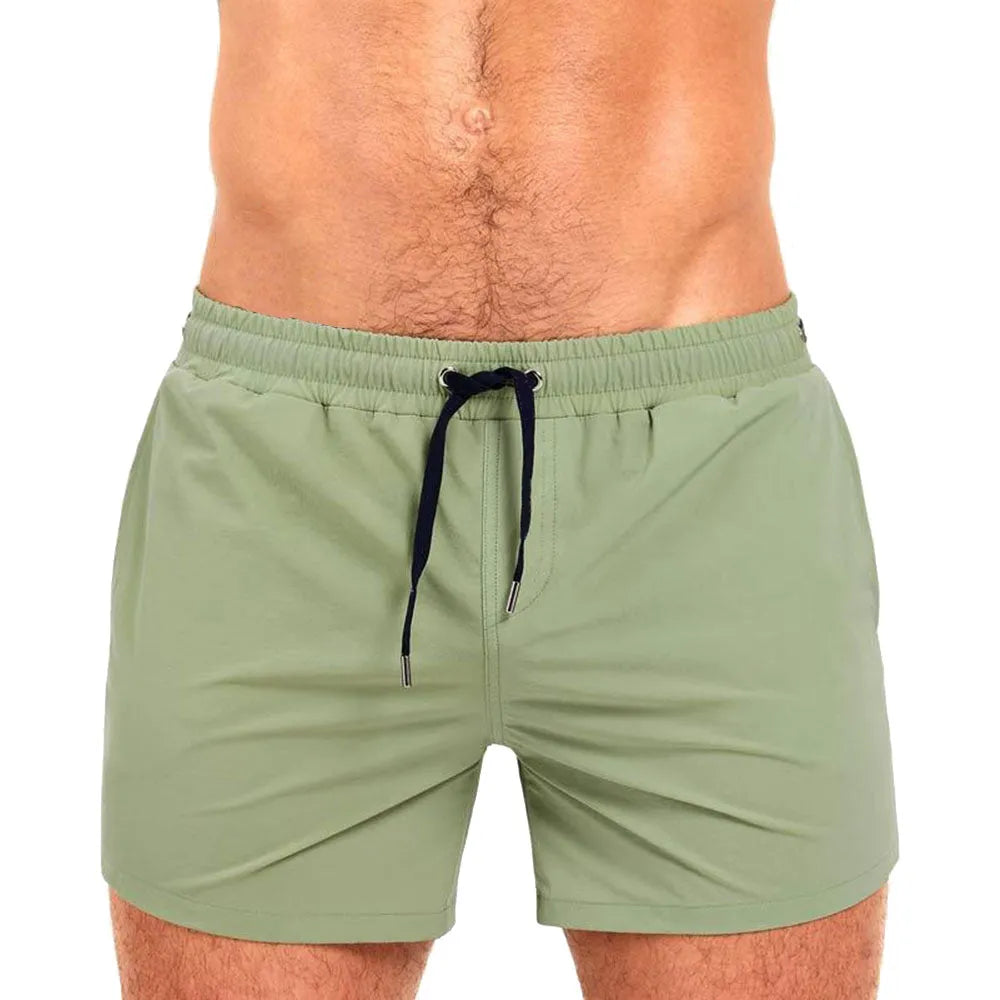 Mesh lining swimming sports shorts in polyester fabric available in six solid colours