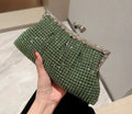Women's solid colour ABS dinner bag in dumpling bun style, available in Green Diamond, Gold Diamond, and Silver Diamond