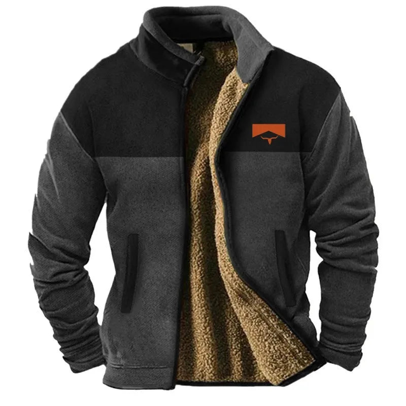 Men's regular fit padded coat in polyester fleece, shown in available colours.