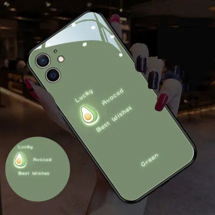 iPhone luminous phone case with painted daisy design and voice-activated colour light feature
