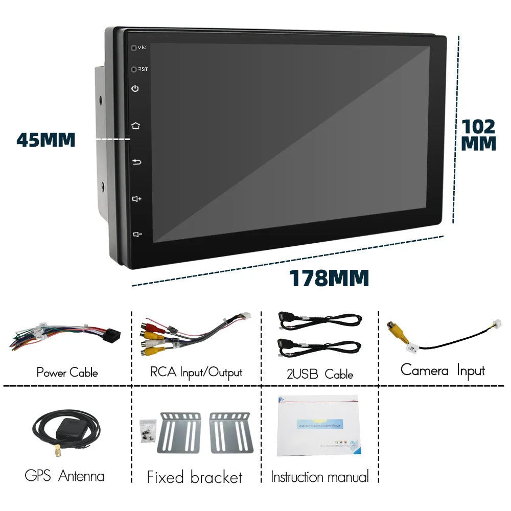 Black universal CarPlay MP5 navigation radio with 7-inch screen for manual transmission vehicles