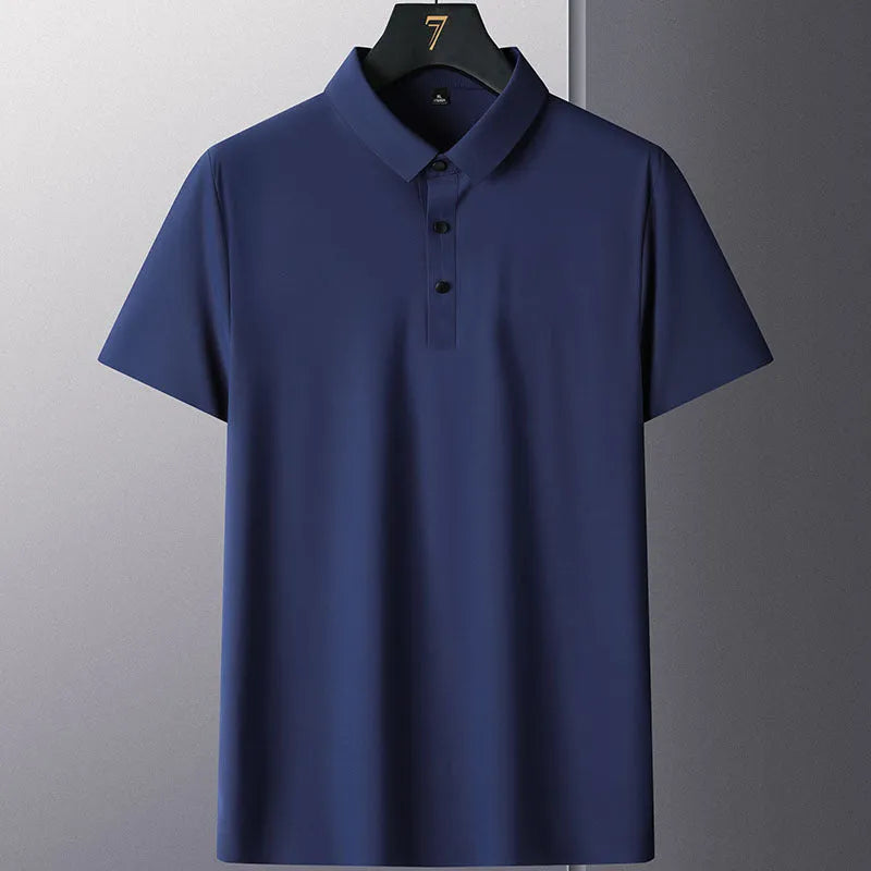 Men's non-ironing short sleeve business casual shirt in solid colour on hanger