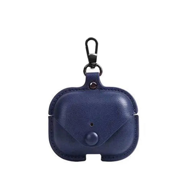 AirPods Pro protective leather case in black with cross pattern design showing dimensions