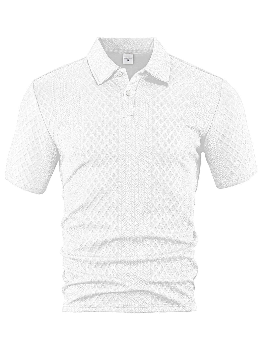 Loose fit solid colour lapel short sleeve polyester blouse for women, shown in white