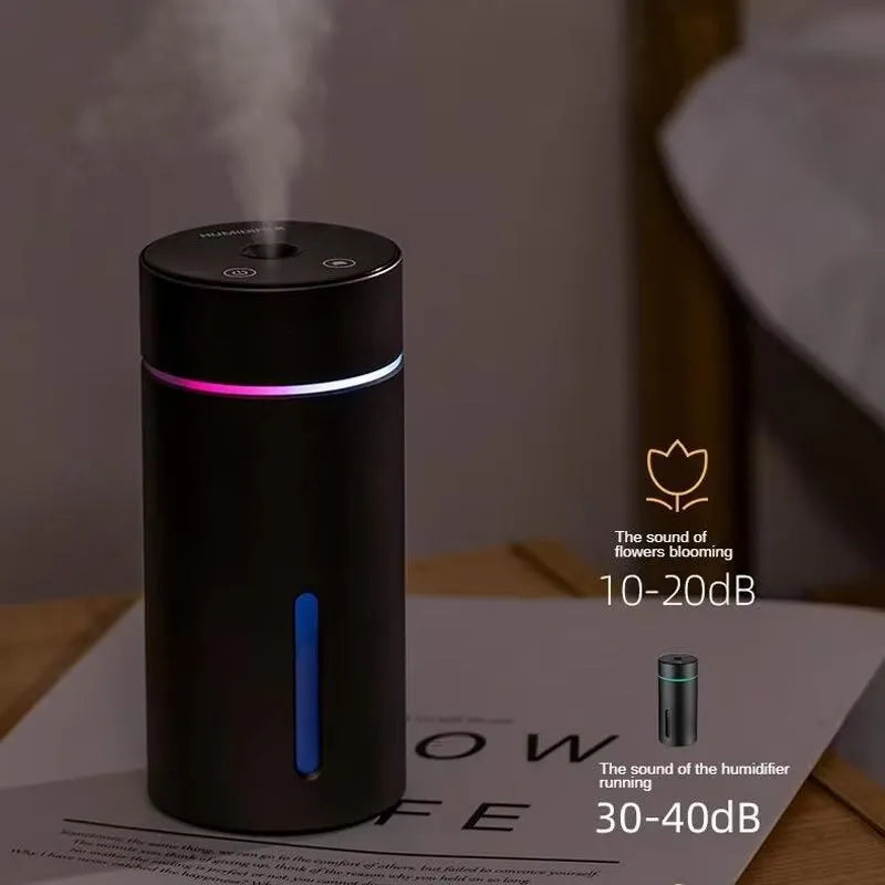 Aluminium car humidifier with essential oil diffuser function and colourful LED night light