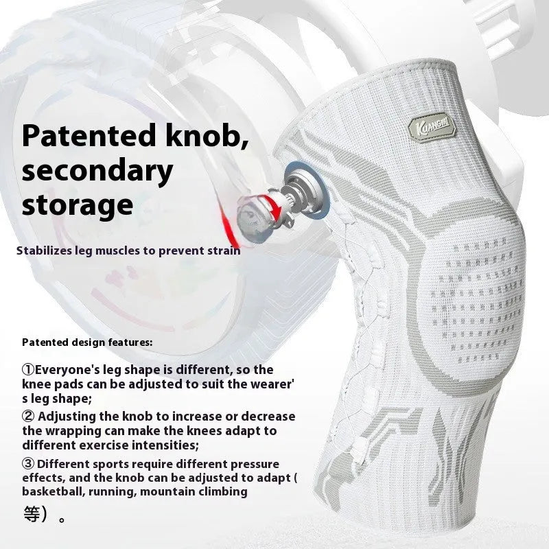 Grey and white sports knee pads showing left and right foot versions for adult basketball football running badminton