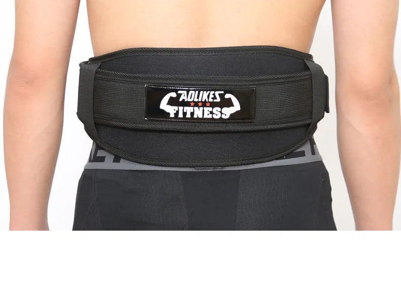 Nylon fitness weightlifting waistband belt in black, red, or yellow for adult use.
