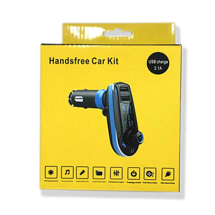 BT618C vehicle Bluetooth FM transmitter MP3 player with LCD screen mounted on car dashboard