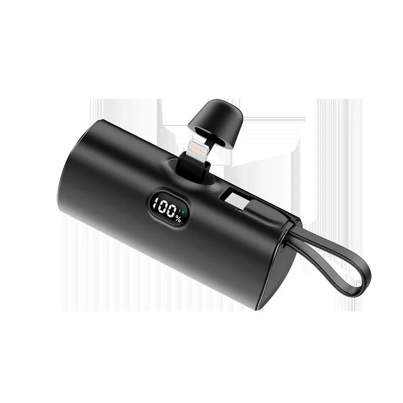 Capsule digital display wireless pocket power bank with built-in plug in multiple colours