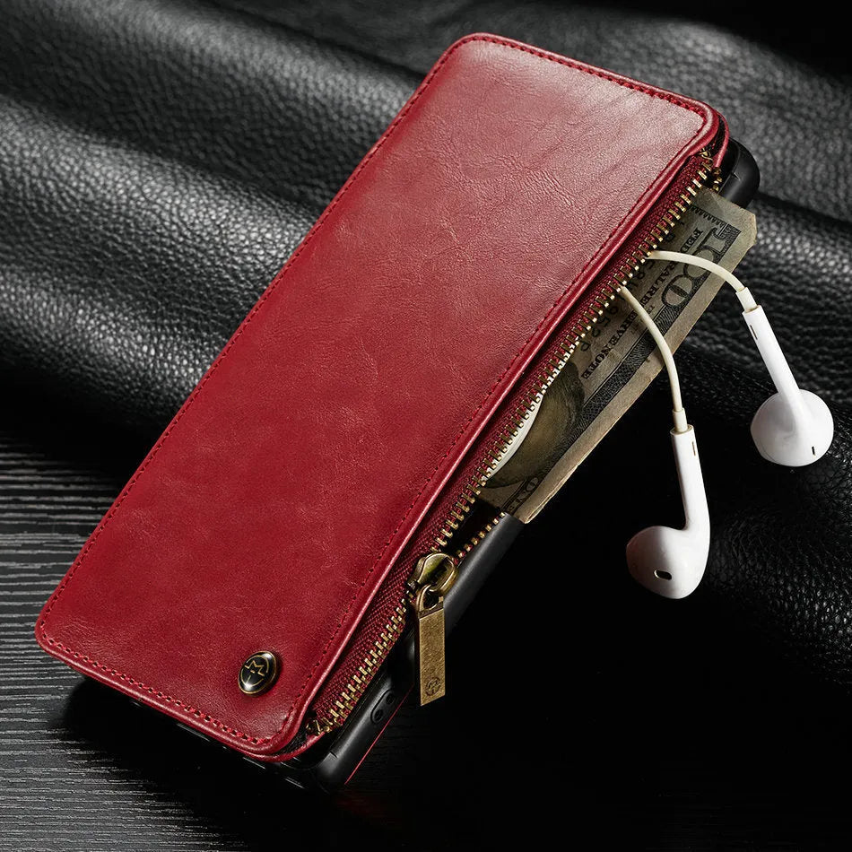 Leather flip phone case for SAMSUNG Note9 in black, brown or red colours