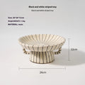 Black and white striped synthetic resin fruit plate for dessert serving
