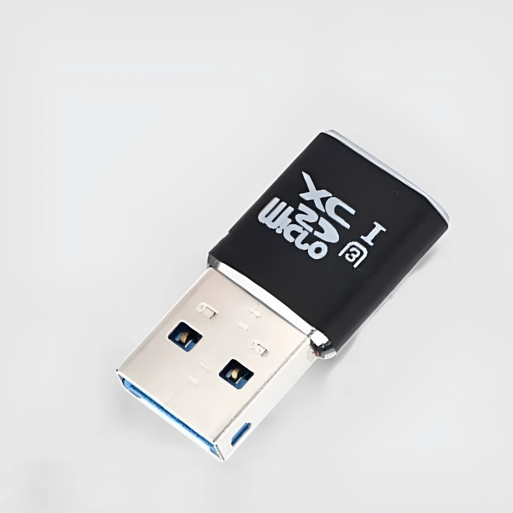 Black USB 3.0 microSD card reader with SDXC compatibility up to 2TB capacity