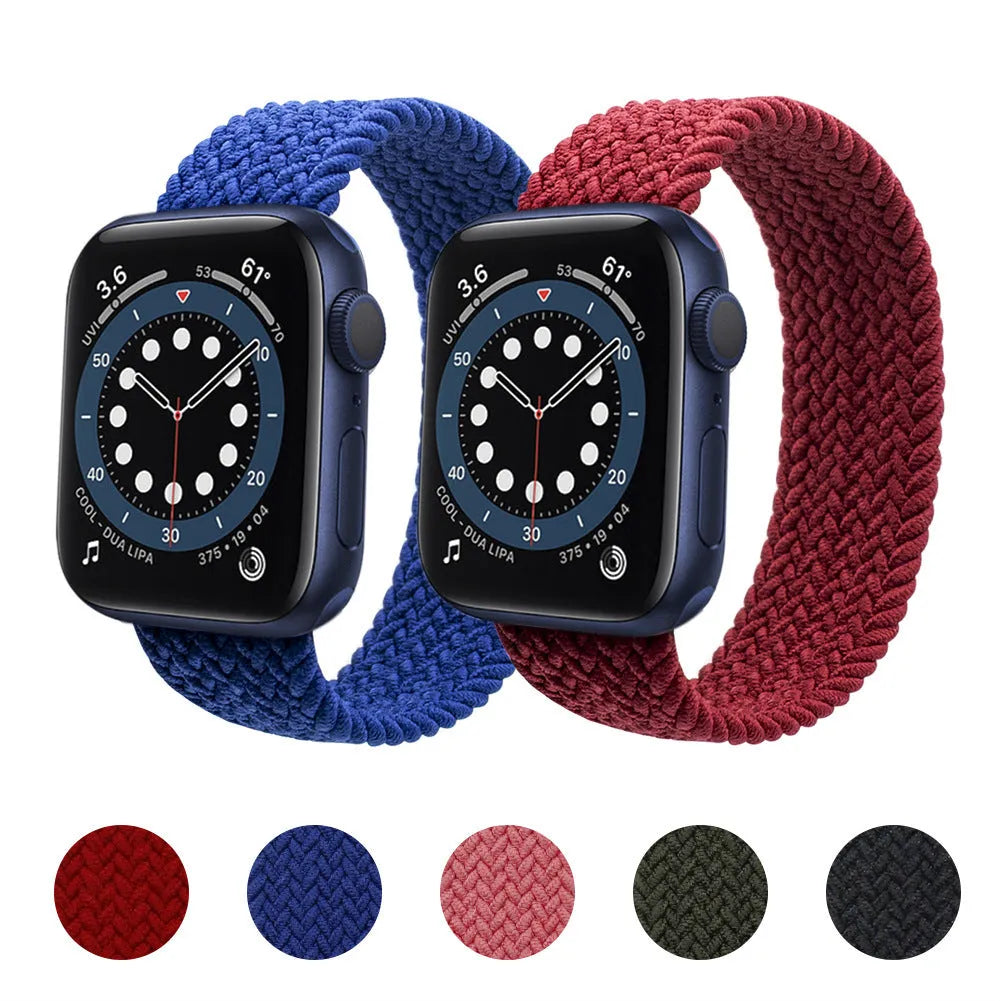 Woven nylon one-piece watch strap with plastic head compatible with Apple Watch in army green