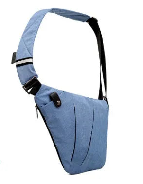 Anti-theft crossbody bag for men in black Oxford cloth with zipper closure