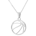Gold stainless steel volleyball pendant necklace on display with chain and 3cm extender