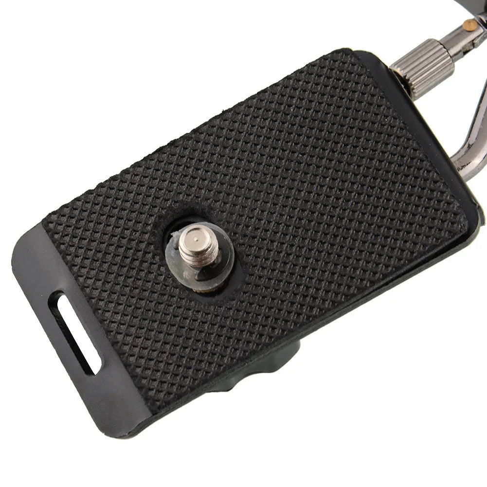 Black professional dual shoulder strap for carrying two SLR cameras simultaneously.
