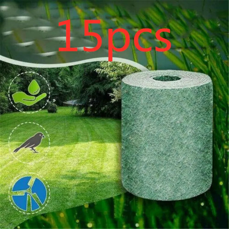 Roll of biodegradable grass seed mat 20cm by 300cm for soil erosion control and lawn establishment