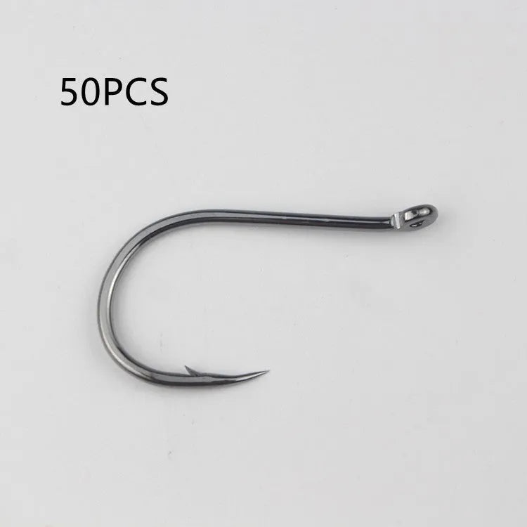 Bulk pack of barbed crooked mouth fishing hooks in alloy carbon steel for rock and sea fishing