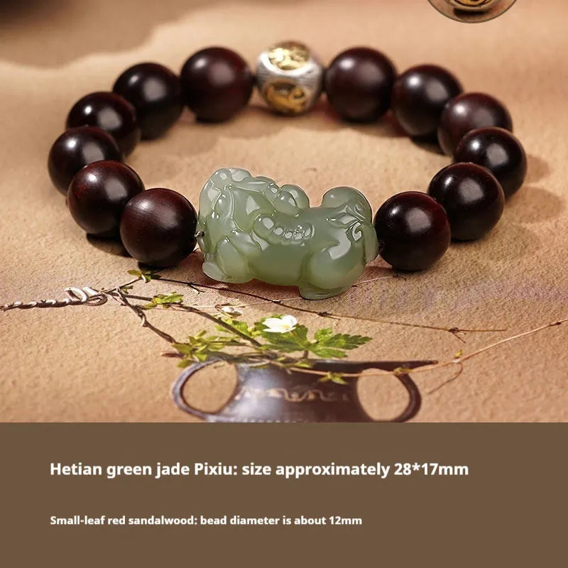 Hetian jade bracelet with braided rope closure in traditional Chinese style
