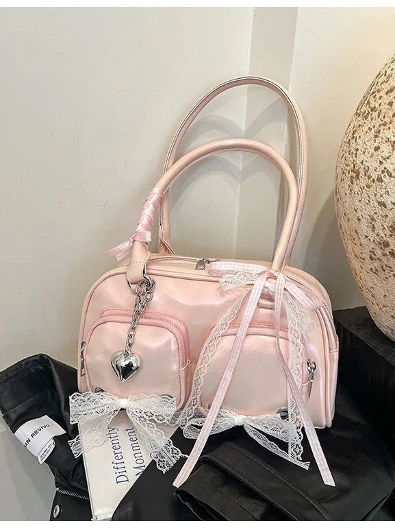 Beige soft PU casual shoulder bag with double straps and horizontal square shape showing mobile phone compartment