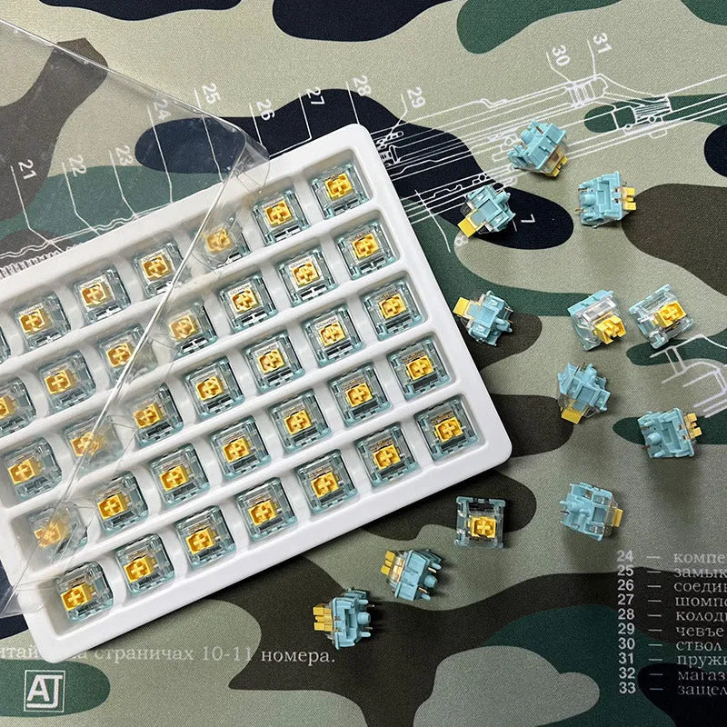 Tiger Mo Sea Salt Lemon PRO Mute mechanical keyboard switches 36-pack with linear silent design