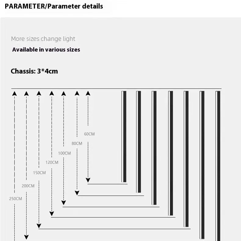 Black 80cm aluminium LED strip wall lamp mounted on a wall, demonstrating its slotted-free design.