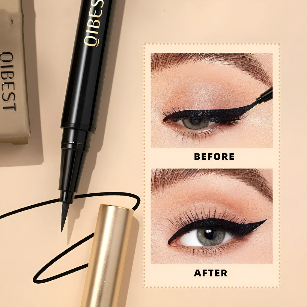 Black liquid eyeliner pen with sweat-proof quick-drying properties for universal skin types