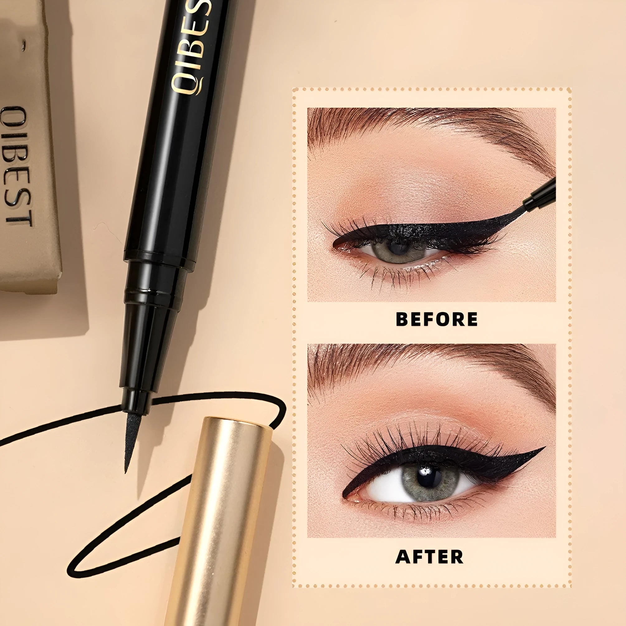 Black liquid eyeliner pen with sweat-proof quick-drying properties for universal skin types