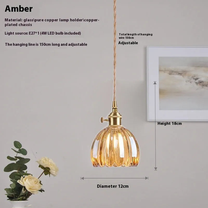 Vintage glass flower bedside chandelier in Nordic style with five colour options