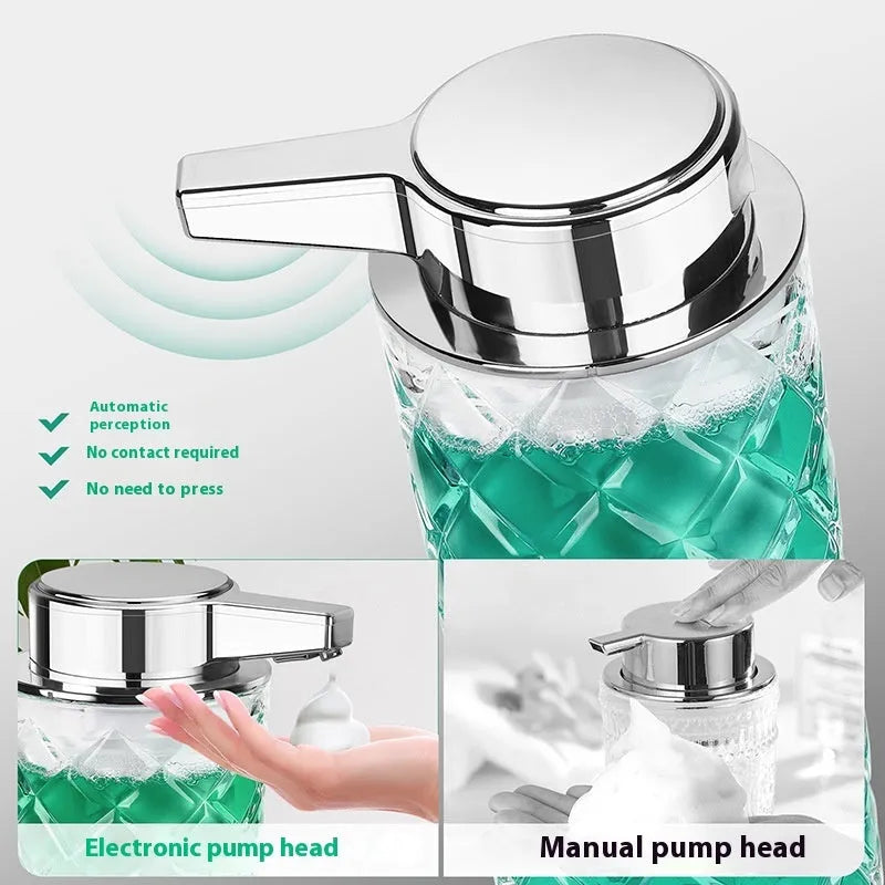 Automatic sensing soap dispenser with PET plastic shell and silver plating finish