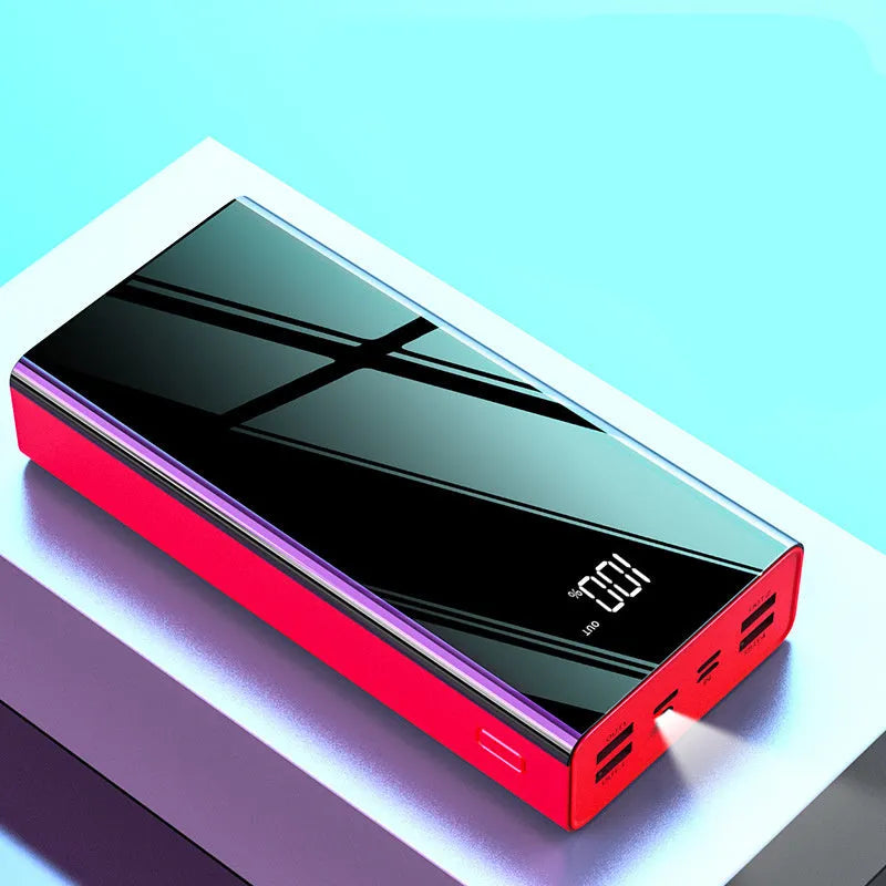 Large 40000mAh power bank with LCD display in black or Chinese red colour