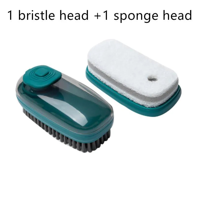 Automatic liquid cleaning brush with ergonomic ABS handle and replaceable brush head for household cleaning