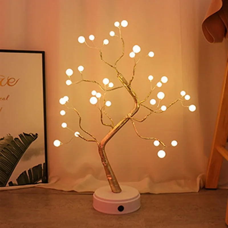 LED Christmas tree light with 108 warm white LEDs, touch control base, and plastic construction