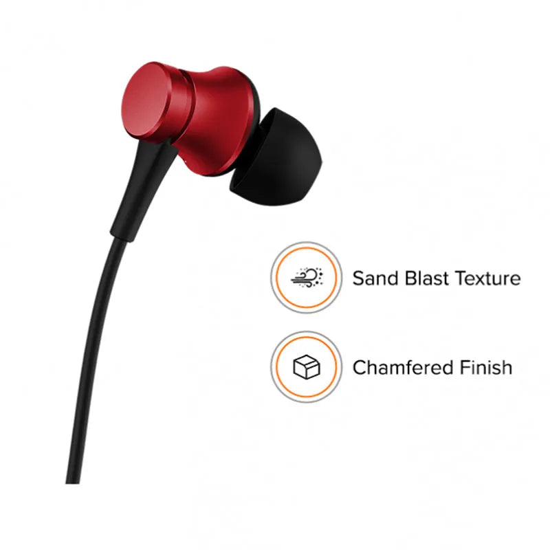 Piston wired in-ear headphones with 3.5mm audio jack in black, blue and red colour options