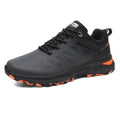 Men's black breathable mesh outdoor running shoes with round toe and lace-up closure
