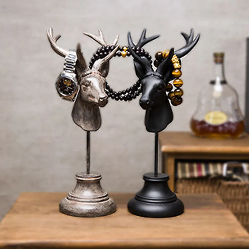 Natural resin animal home decoration sculpture in black, white, or wood colour, 32 cm tall.