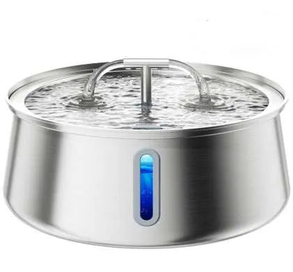 All stainless steel pet water dispenser round runway type large capacity for cats and dogs